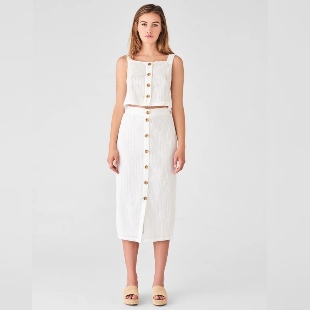 DL1961 High St Eyelet Lace Button Flont Midi Skirt